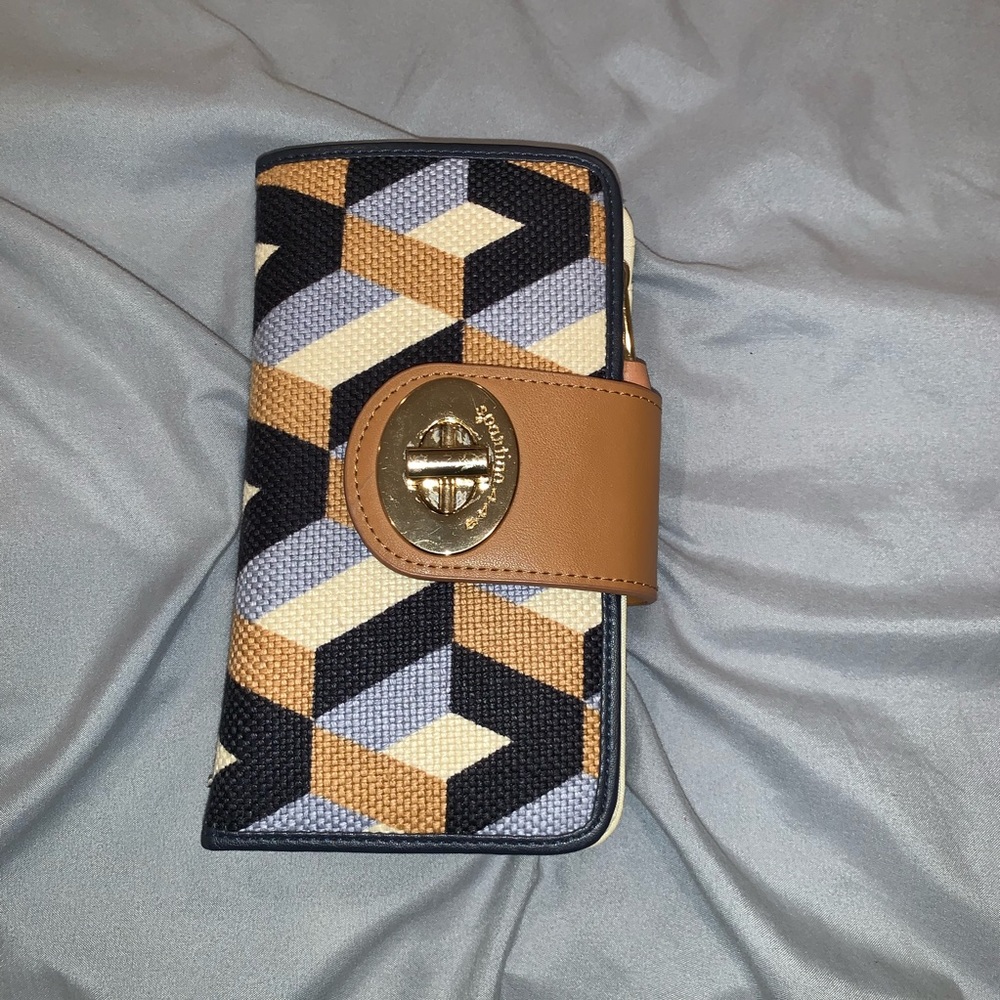 Genuine leather Blue and brown patterned wallet